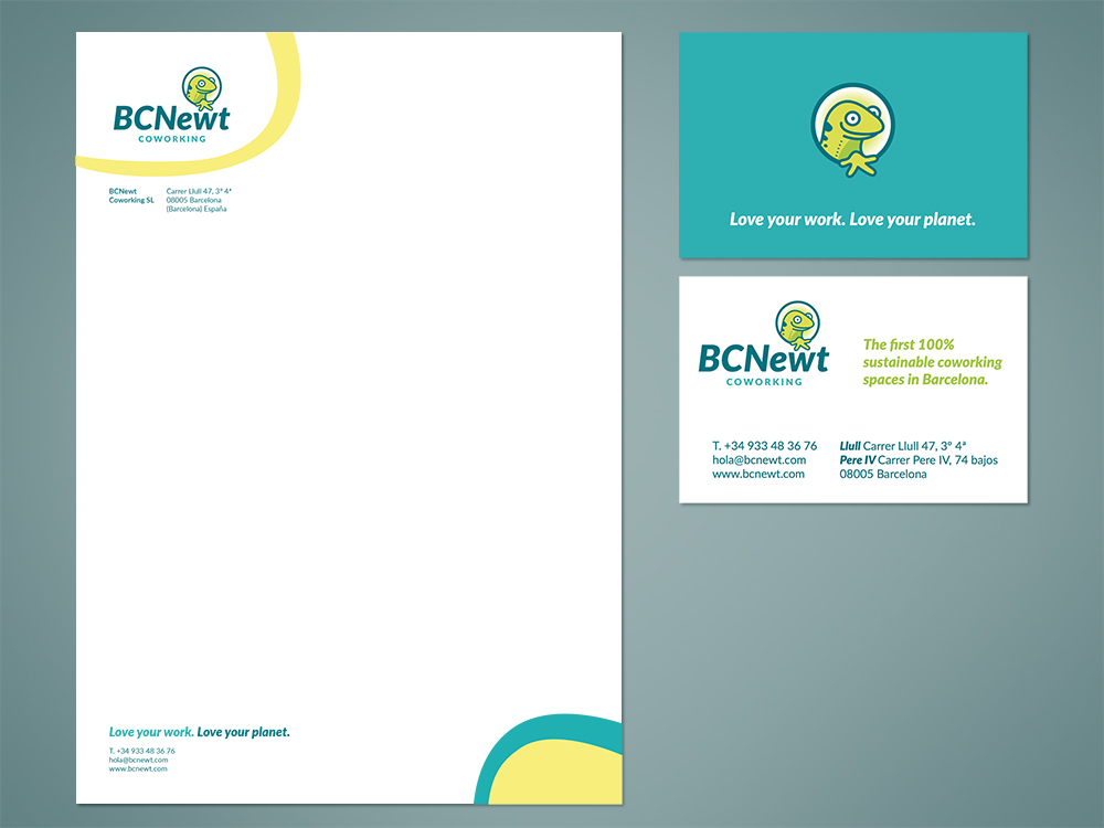 bcnewt-coworking-barcelona-logotipo-logo-branding-diseño-grafico-tarjetas-visita-hoja-carta-salamandra